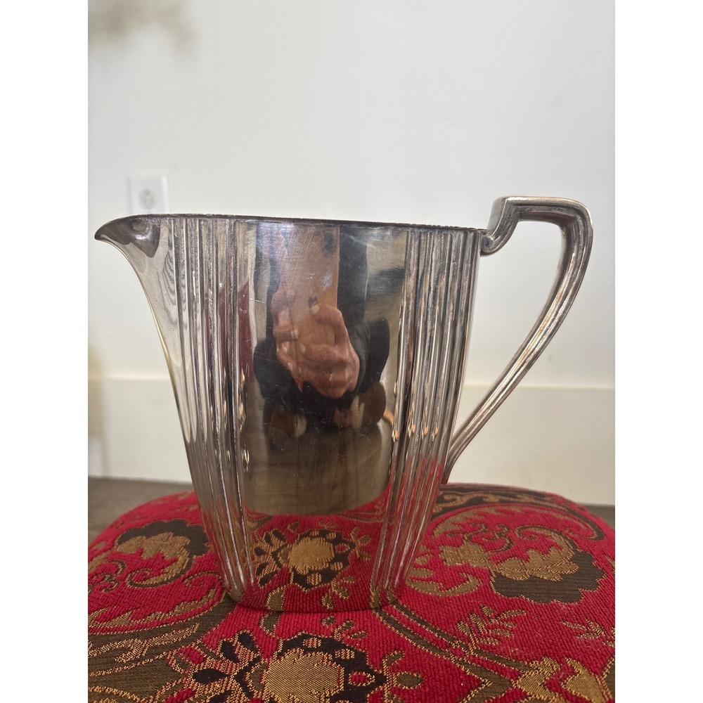 Vintage EPC Silver Plate Fluted Art Deco Water Pitcher Model 1030 Silverware
